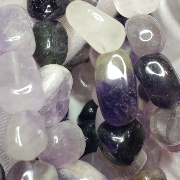 Chevron Amethyst elastic natural stone bracelet  including felt pouch-NB03 - Picture 15 of 16